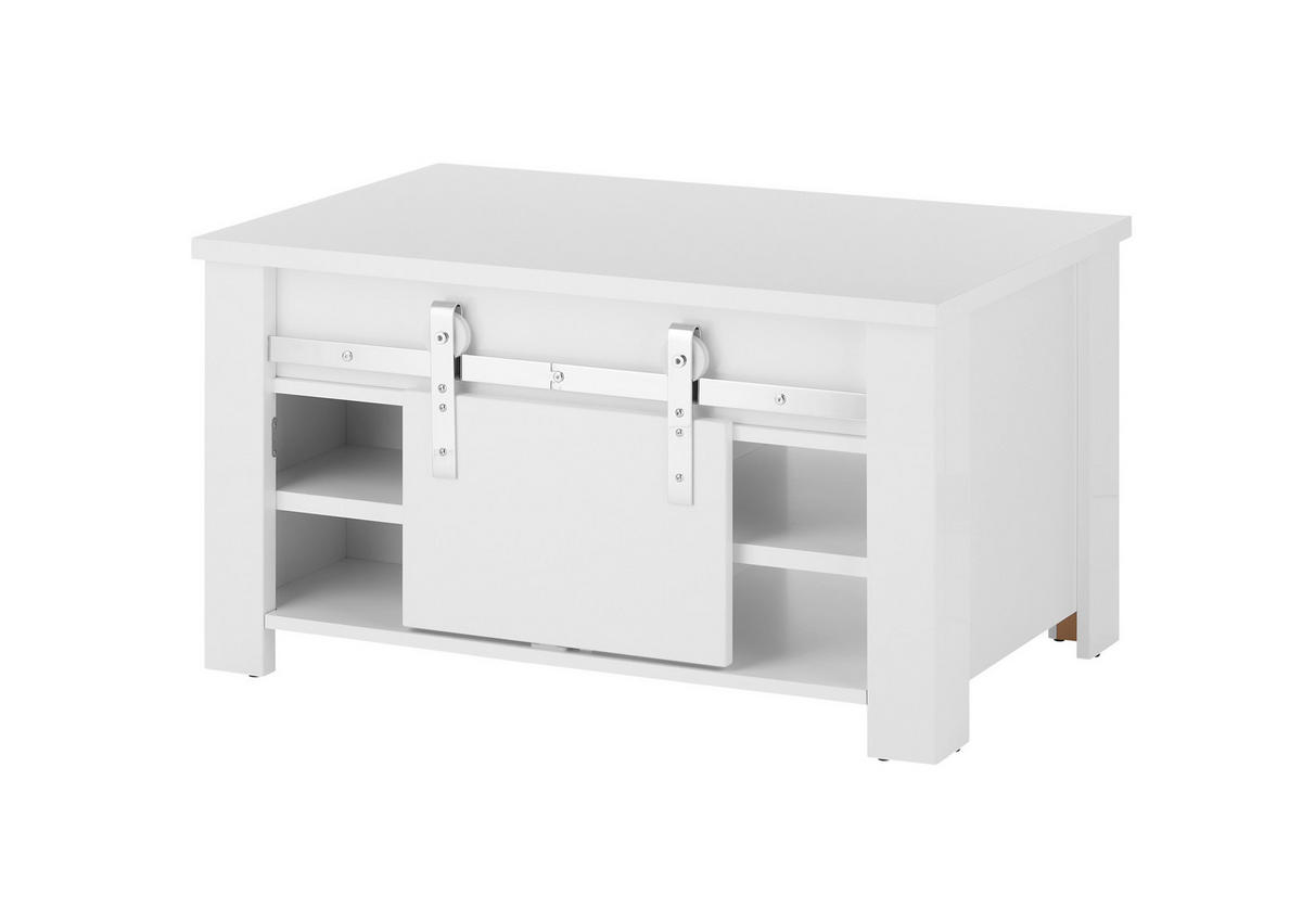 COUCHTISCH - Chromfarben/Weiß Hochglanz, Design, Holzwerkstoff/Metall (93/50/60cm) - Livetastic