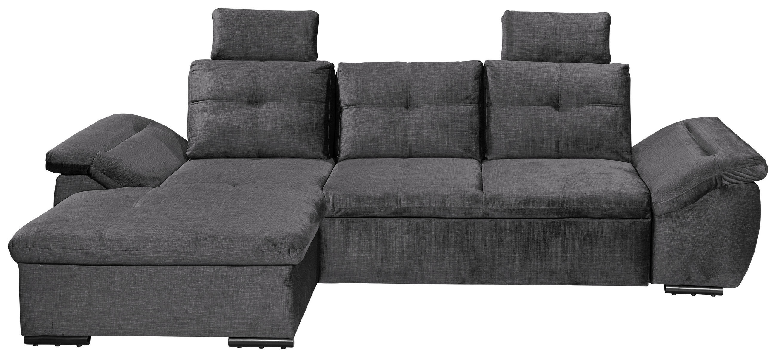 ECKSOFA Grau Mikrovelours  - Schwarz/Grau, KONVENTIONELL, Kunststoff/Textil (170/275cm) - Carryhome