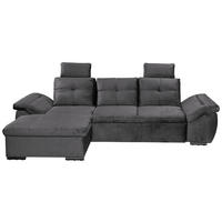 ECKSOFA in Mikrovelours Grau  - Schwarz/Grau, Konventionell, Kunststoff/Textil (170/275cm) - Carryhome