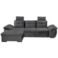 ECKSOFA  in Mikrovelours Grau  - Schwarz/Grau, KONVENTIONELL, Kunststoff/Textil (170/275cm) - Carryhome