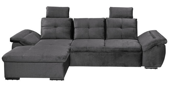 ECKSOFA  in Mikrovelours Grau  - Schwarz/Grau, KONVENTIONELL, Kunststoff/Textil (170/275cm) - Carryhome