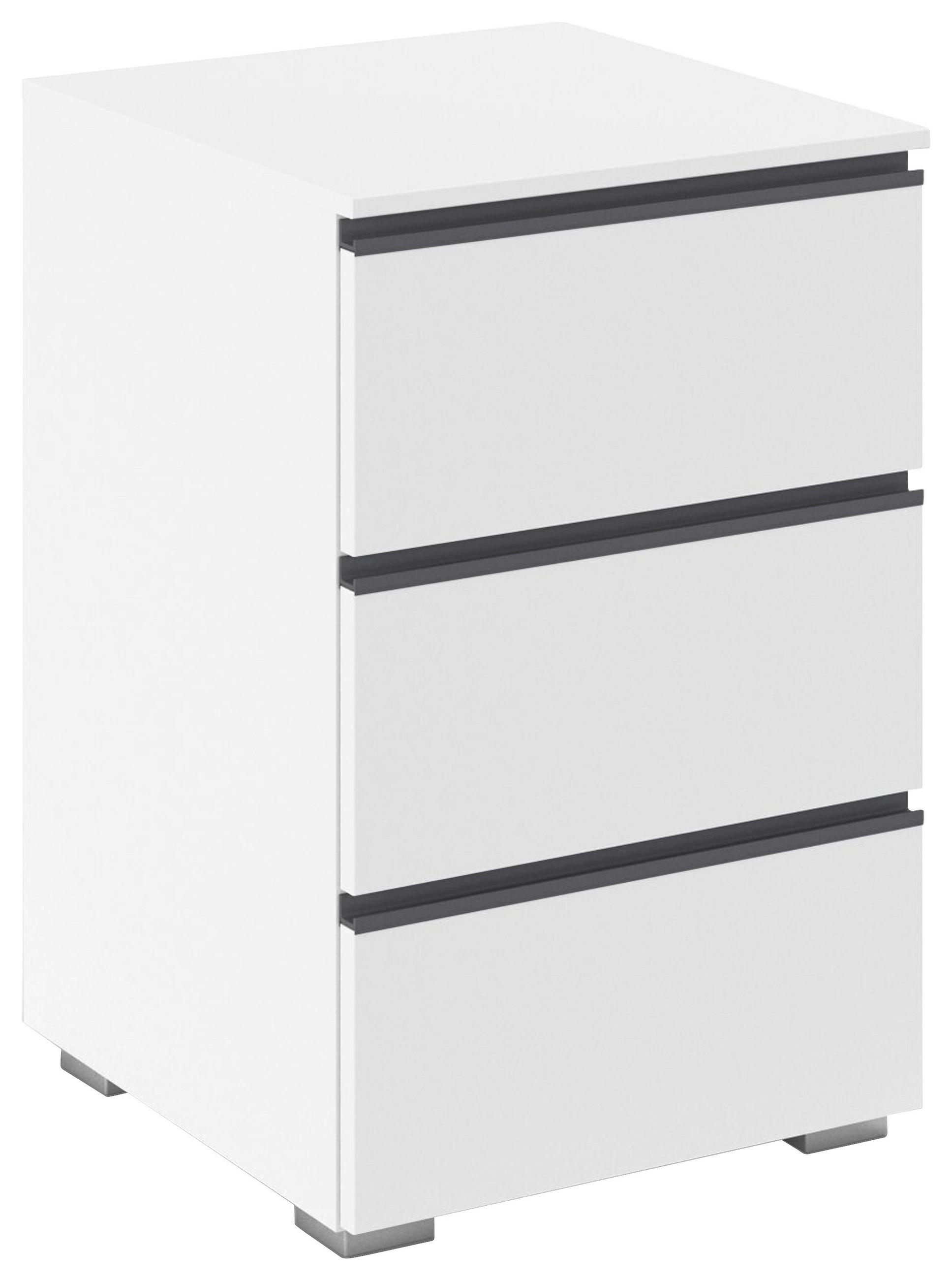 NACHTSCHRANK 61/62/42 cm  - Alufarben/Weiß, Trend, Holzwerkstoff/Kunststoff (61/62/42cm) - Xora