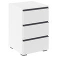 NACHTSCHRANK 40/61/42 cm  - Alufarben/Weiß, Trend, Holzwerkstoff/Kunststoff (40/61/42cm) - Xora