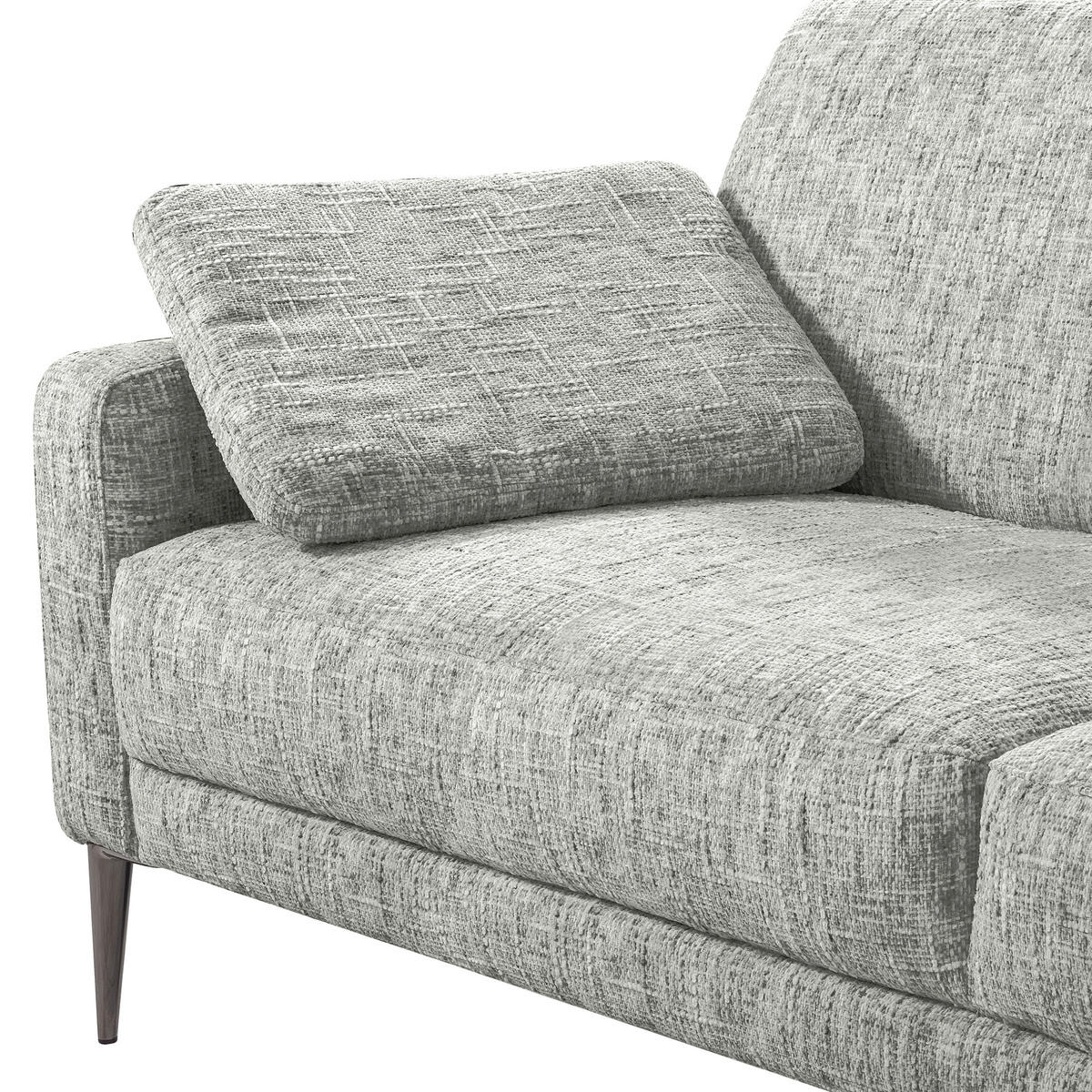 3-SITZER-SOFA Webstoff Grau  - Schwarzchrom/Grau, Design, Textil/Metall (187/85/92cm) - Livetastic