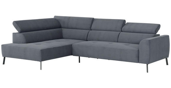 ECKSOFA Blaugrau Feincord  - Blaugrau/Schwarz, Design, Textil/Metall (205/280cm) - Xora