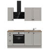 KÜCHENLEERBLOCK 180 cm   in Grau, Eiche dunkel  - Eiche dunkel/Schwarz, ROMANTIK / LANDHAUS, Holzwerkstoff/Metall (180cm) - Nobilia