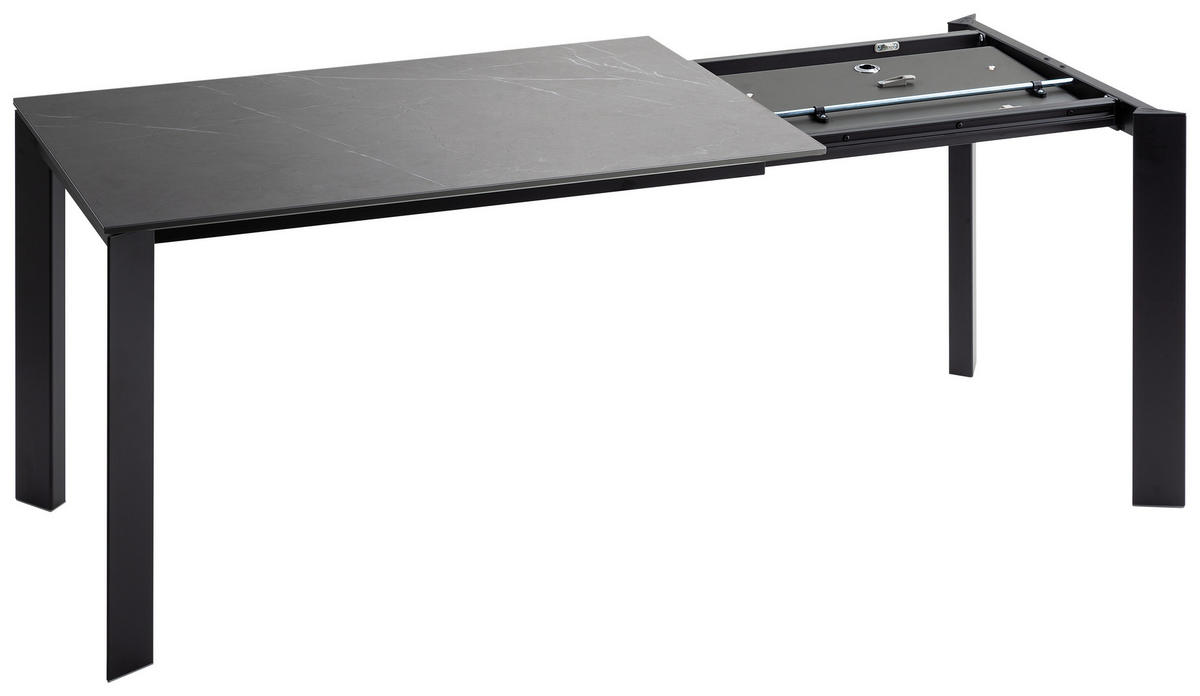 ESSTISCHMetall, Keramik 120-180/80/75 cm  - Dunkelgrau/Schwarz, Design, Keramik/Metall (120-180/80/75cm) - Novel