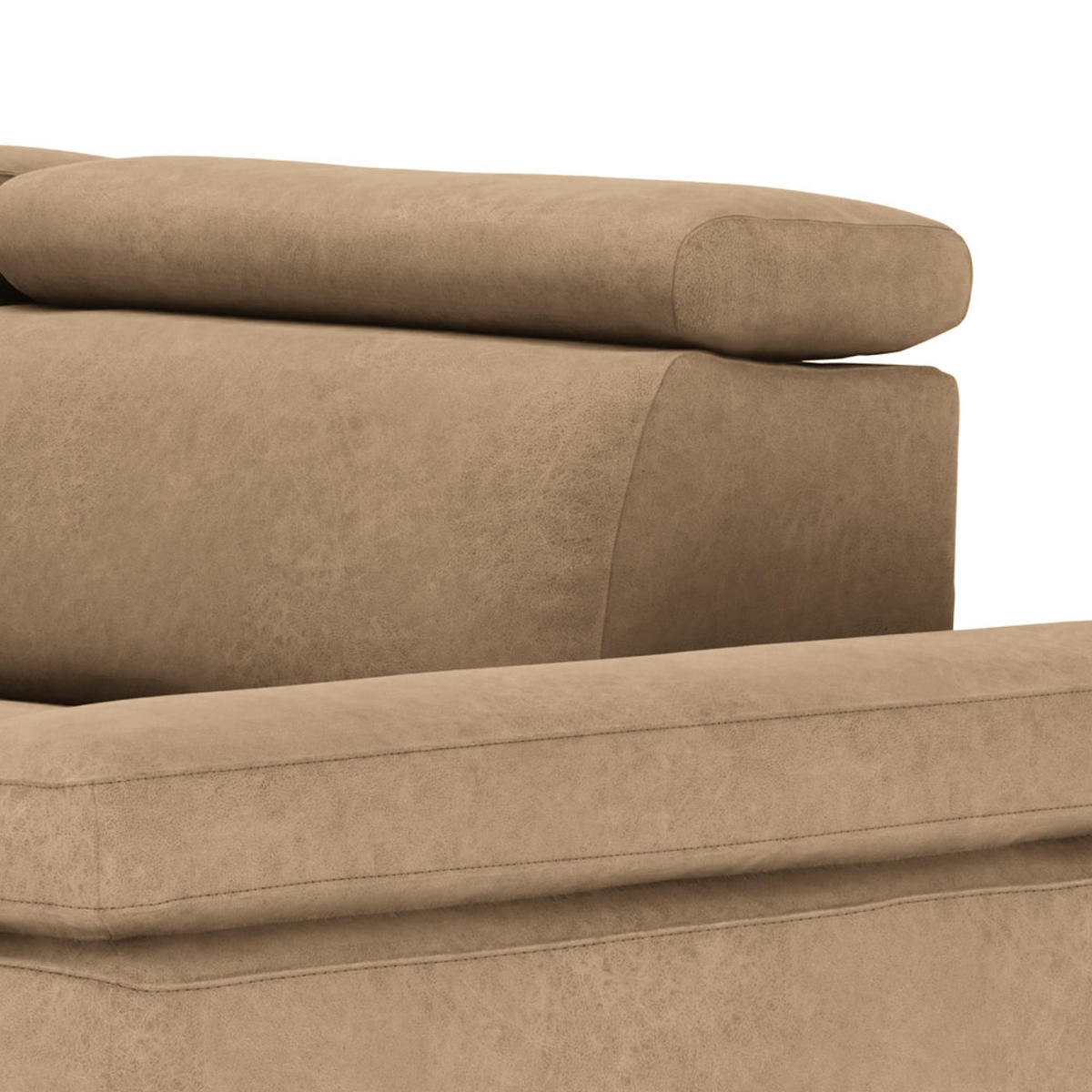 ECKSOFA in Mikrofaser Sandfarben  - Sandfarben/Silberfarben, Konventionell, Textil/Metall (260/82/182cm) - Trendmanufaktur