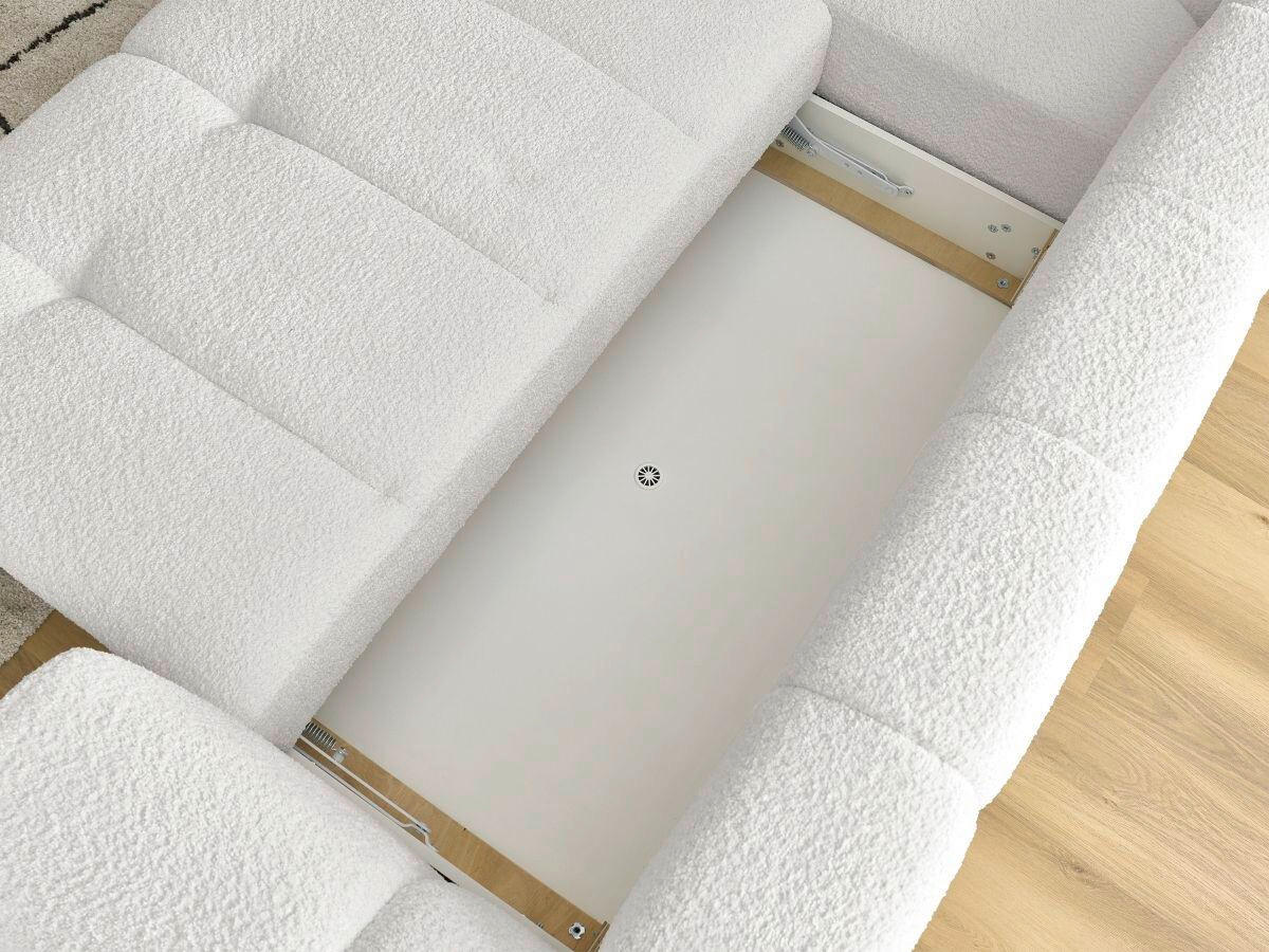 ECKSCHLAFSOFA EVEREST Bouclé Weiß  inkl. Rückenkissen, Schlaffunktion  - Schwarz/Weiß, MODERN, Kunststoff/Textil (204/282cm)