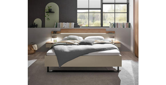 BETTANLAGE - Kaschmir/Eichefarben, Design, Glas (285,4/96/207,6cm) - Xora