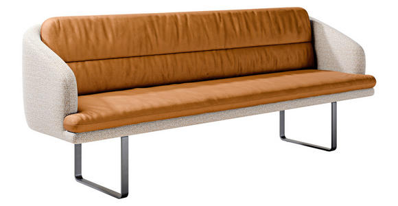 SITZBANK 255/89/68 cm Velours, Flachgewebe Beige, Rostfarben Metall  - Rostfarben/Beige, Design, Textil/Metall (255/89/68cm) - Dieter Knoll