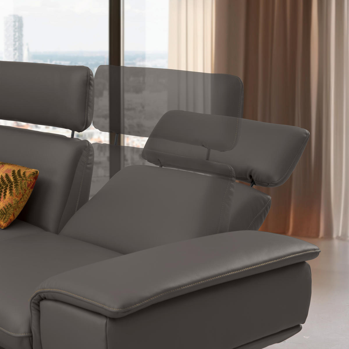 ECKSOFA in Echtleder Dunkelbraun  - Dunkelbraun/Beige, Design, Leder/Metall (150/242cm) - Koinor