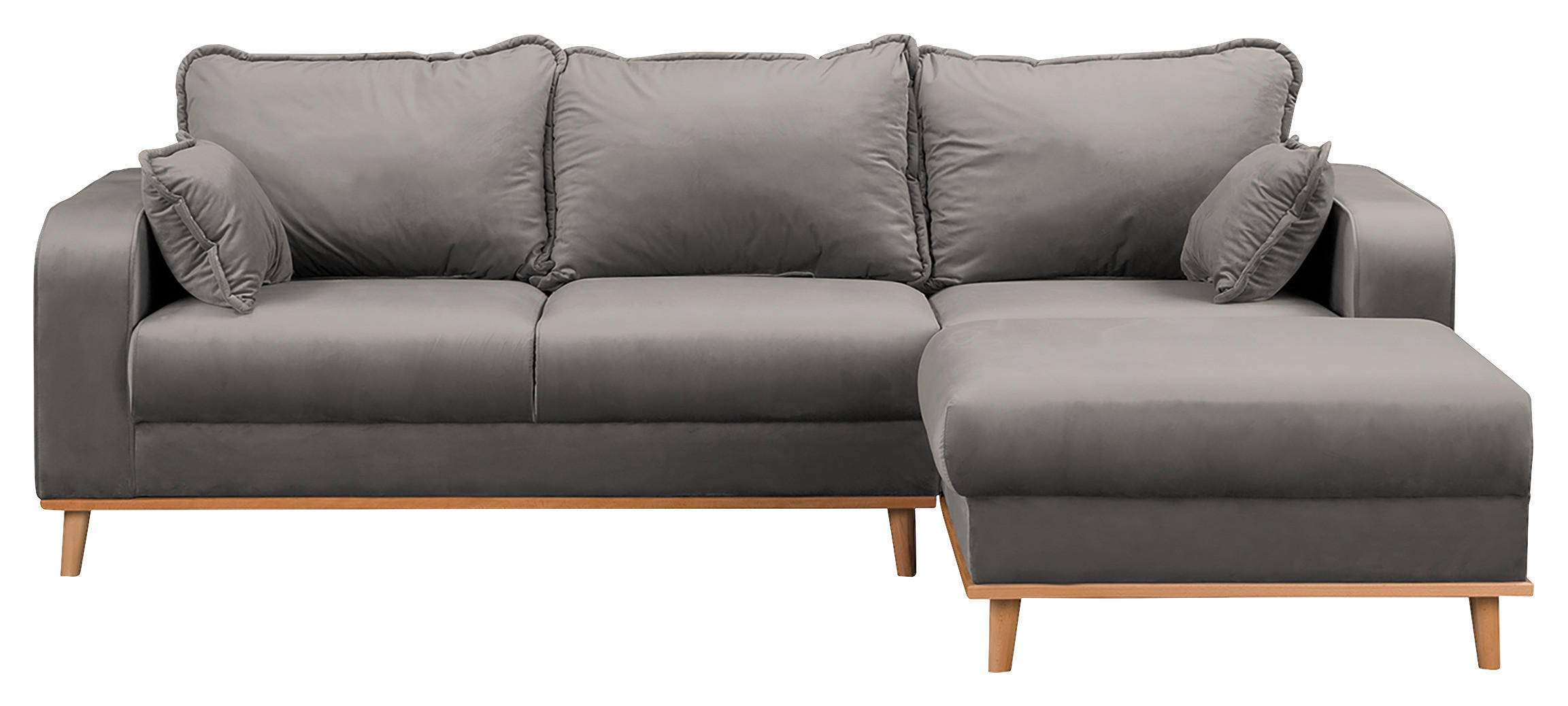 ECKSOFA Beata Grau Mikrofaser  - Wengefarben/Grau, Design, Holz/Textil (230/150cm) - Livetastic