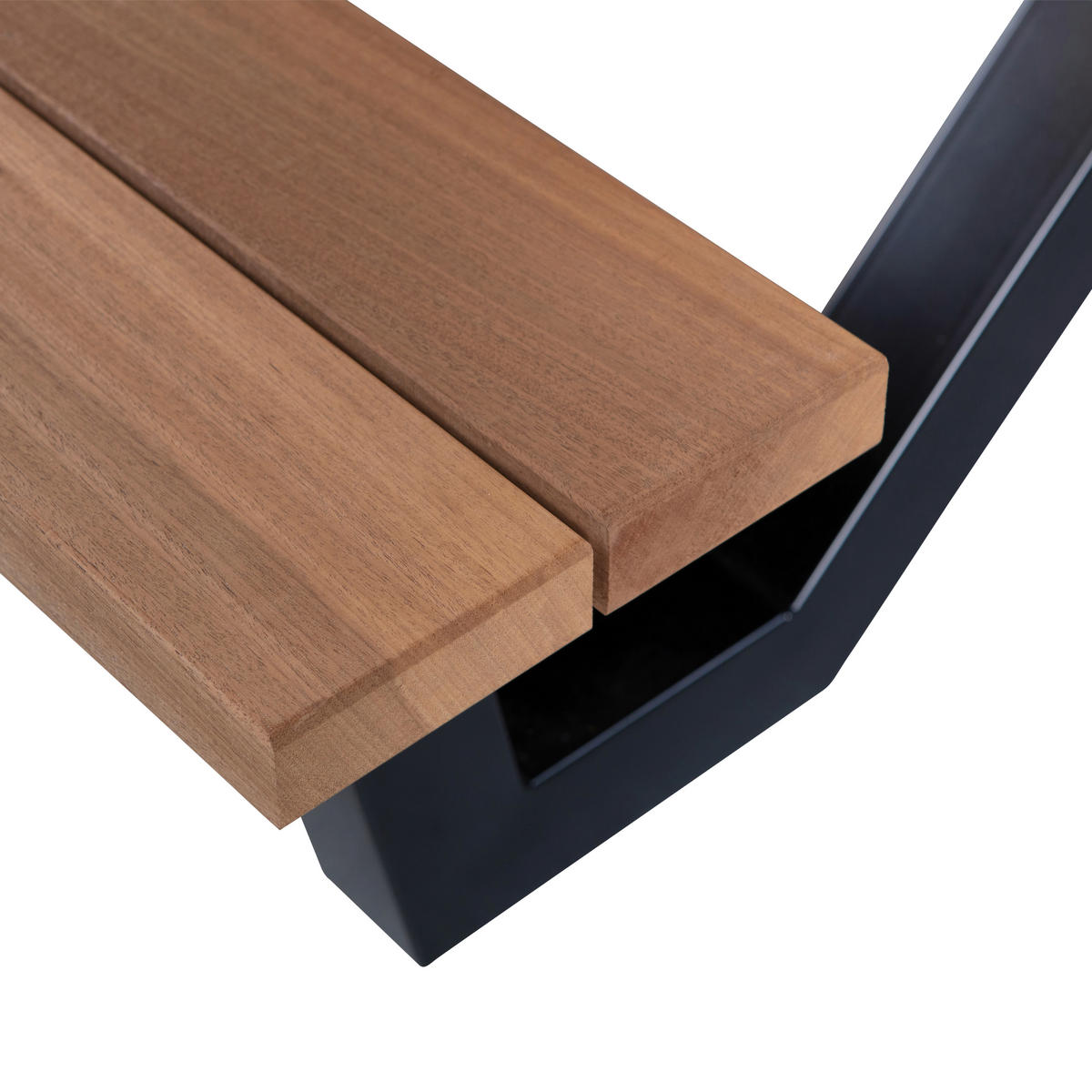 GARTENTISCHGRUPPE Abachivollmassiv  - Schwarz/Naturfarben, MODERN, Holz (206/145/75cm) - Livetastic