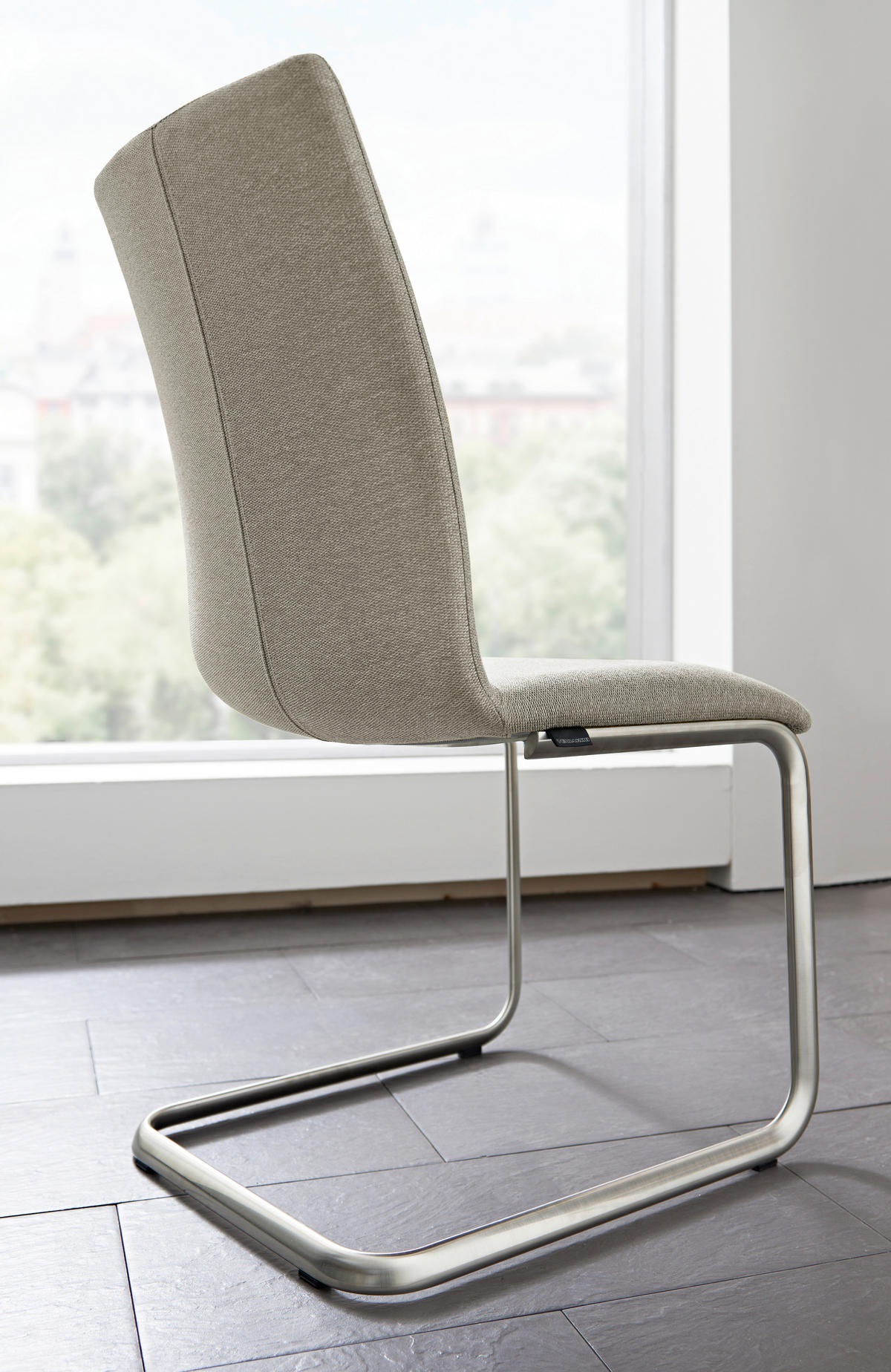 SCHWINGSTUHL  in Stahl Struktur  - Edelstahlfarben/Hellgrau, Design, Textil/Metall (48/99/63cm) - Venjakob