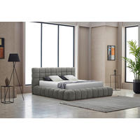 POLSTERBETT Lattenrost, gepolstertes Kopfteil, Bettkasten 180/200 cm  in Grau  - Blau/Schwarz, MODERN, Kunststoff/Textil (180/200cm) - Livetastic