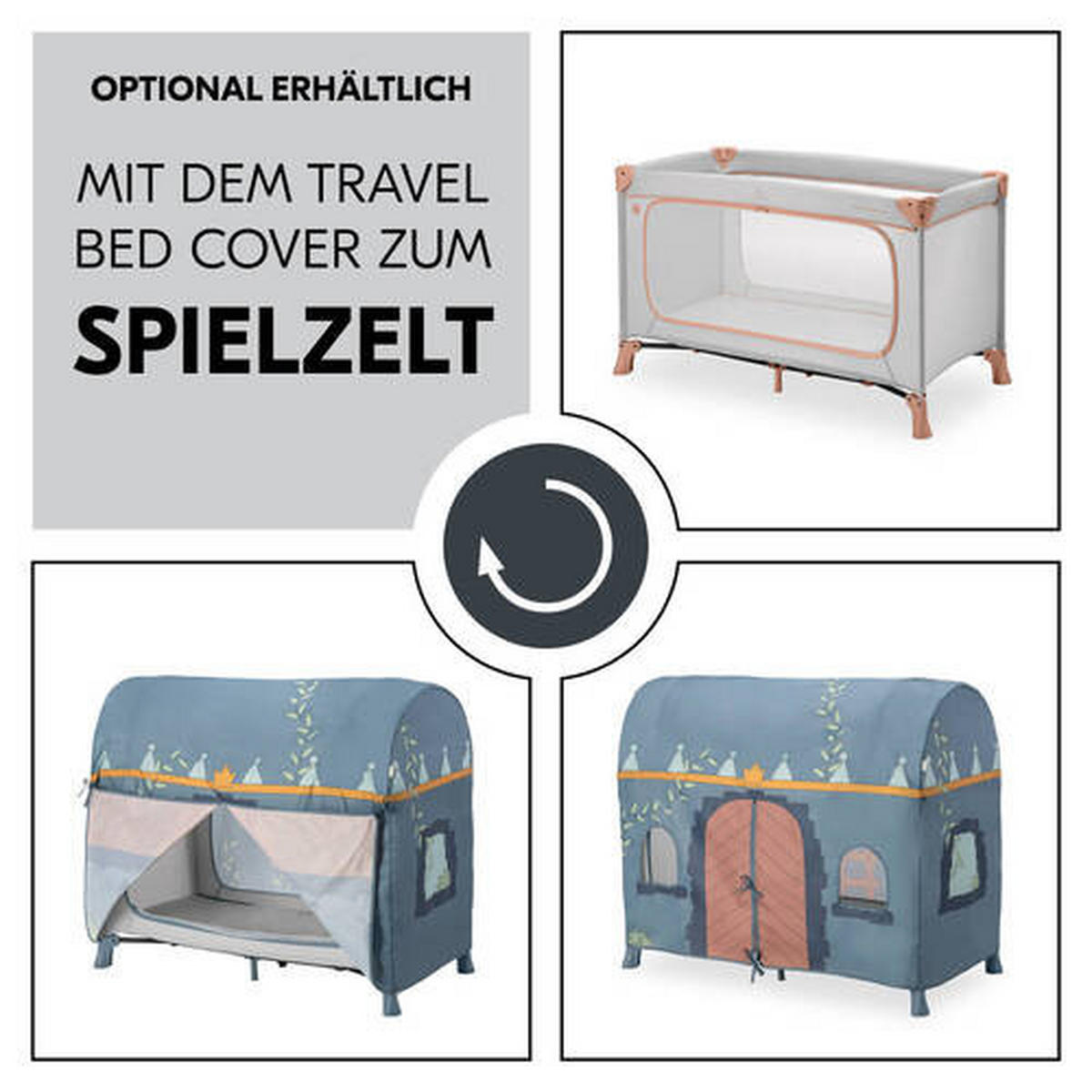 REISEBETT Dream N Play Plus Greige, Koralle  - Greige/Koralle, Basics, Kunststoff/Textil (65/76/125cm) - Hauck