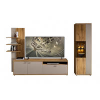 WOHNWAND 2-teilig  in Eichefarben, Kaschmir  310/205/49 cm  - Kaschmir/Eichefarben, Design, Glas/Holzwerkstoff (310/205/49cm) - Livetastic
