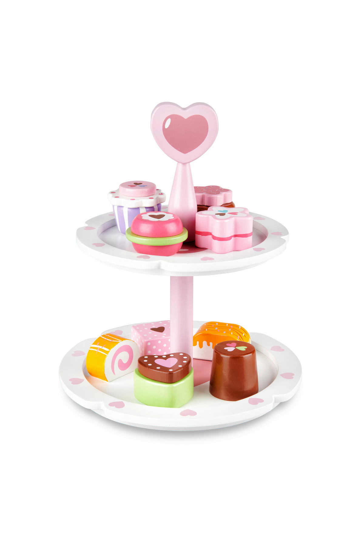 STALAK ZA CUPCAKE  2-katno   - bijela/ružičasta, Basics, drvo (19,5/21,5cm) - My Baby Lou