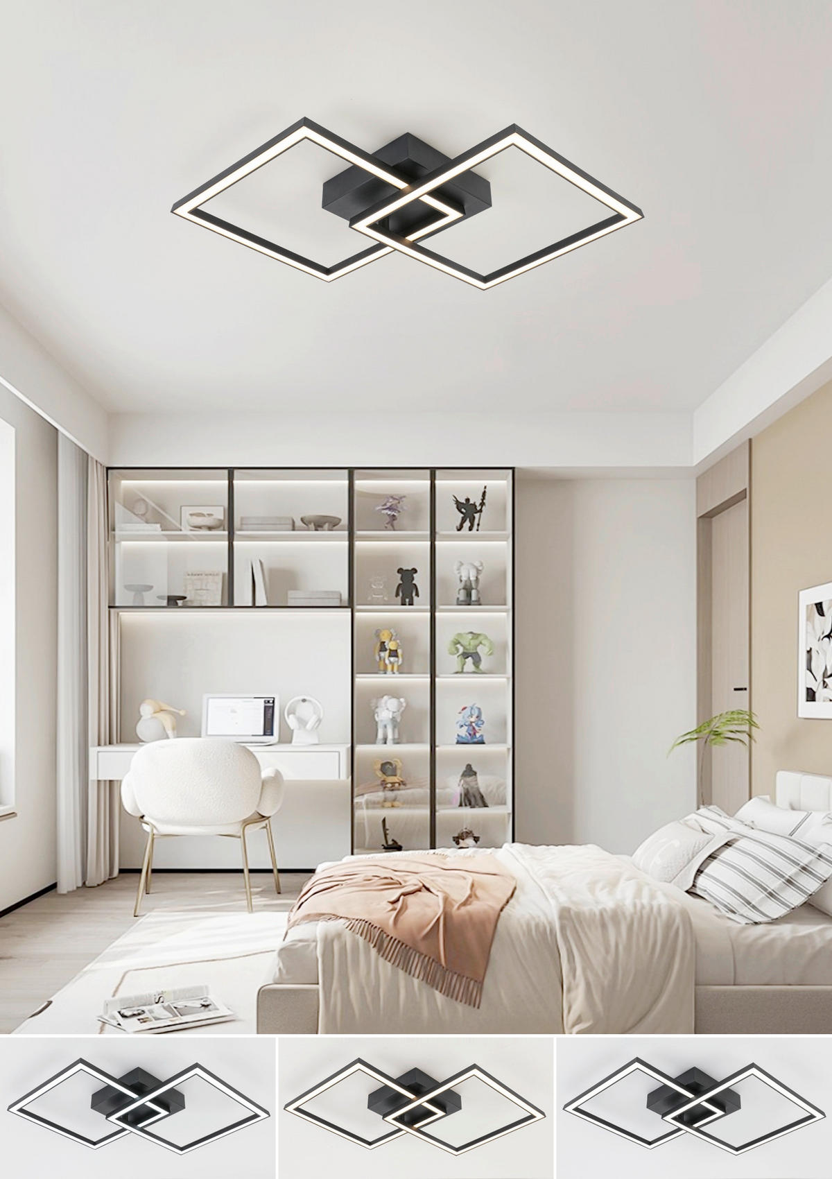 PLAFONIERĂ CU LED - negru, Trend, plastic/metal (57/35/6,5cm) - Boxxx