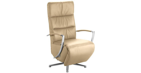 RELAXSESSEL in Leder Cappuccino  - Chromfarben/Cappuccino, Design, Leder/Metall (64/112/80cm) - Cantus