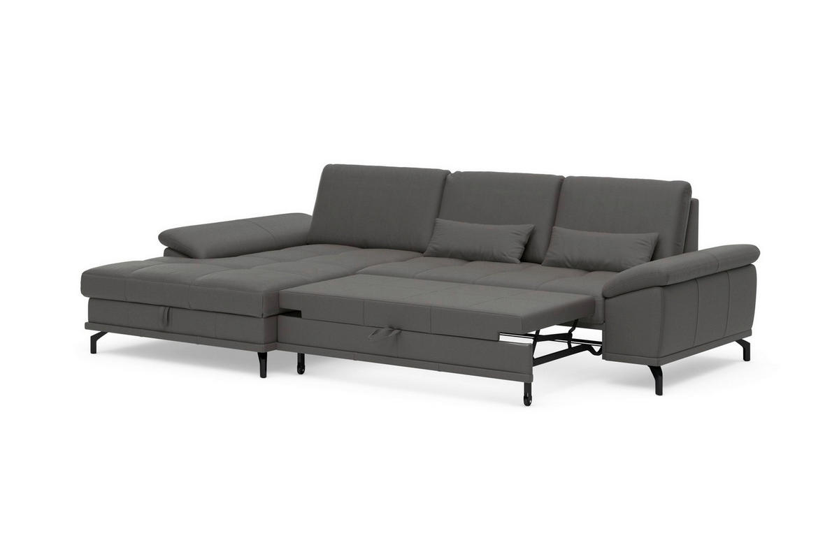 ROHOVÁ SEDAČKA, kůže, mokka - černá/mokka, Basics, kov/kůže (176/301cm) - Sit & More
