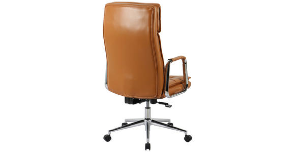 CHEFSESSEL Lederlook Chromfarben, Cognac  - Chromfarben/Cognac, KONVENTIONELL, Leder/Kunststoff (63,5/113/120,5/65,5cm) - Novel