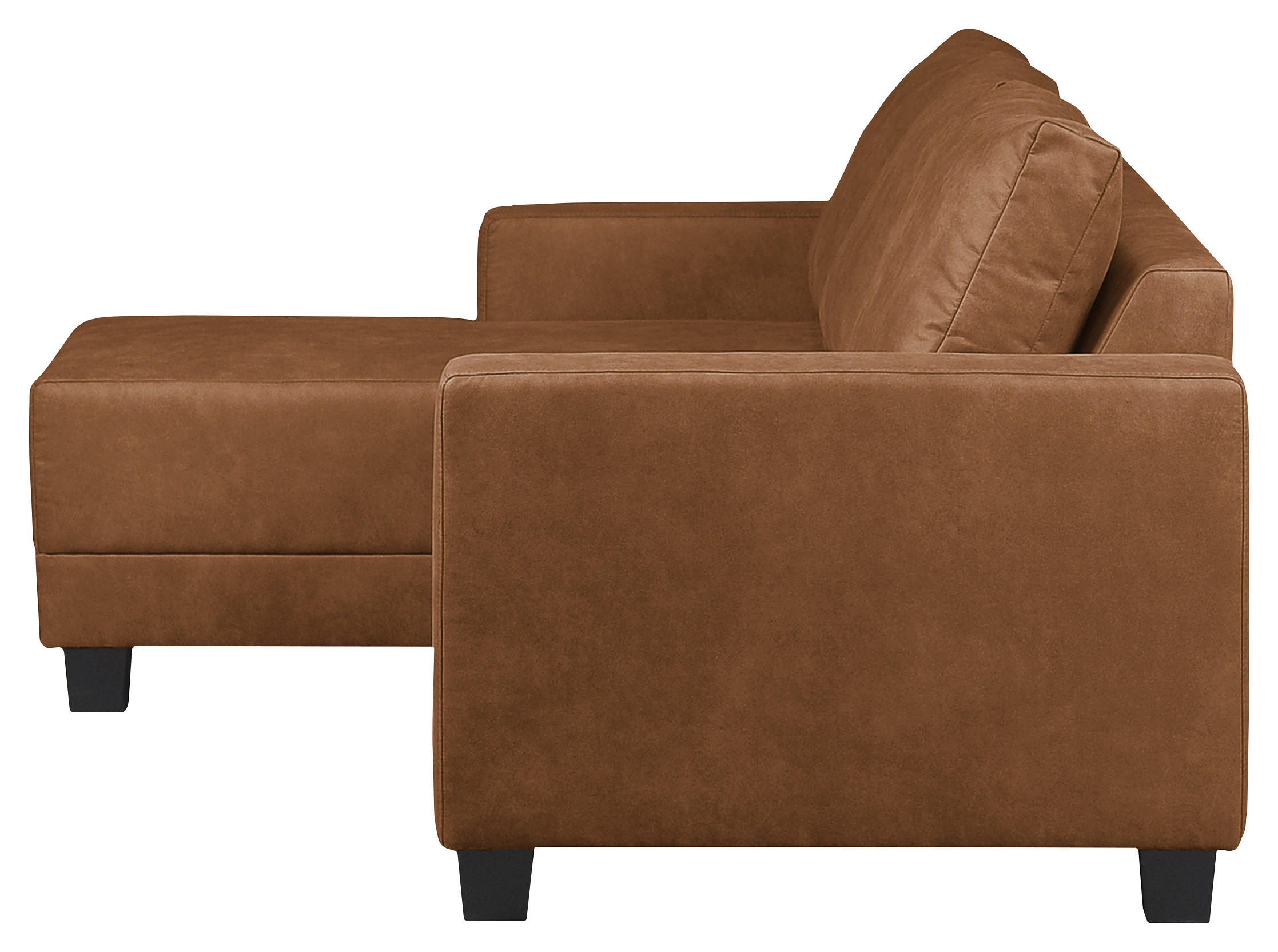 Thumbnail - Mid.you Ecksofa, Cognac, Textil, Erle, Hartholz, 3-Sitzer, Füllung: Schaumstoffflocken, Ottomane links, L-Form, 200x144 ...