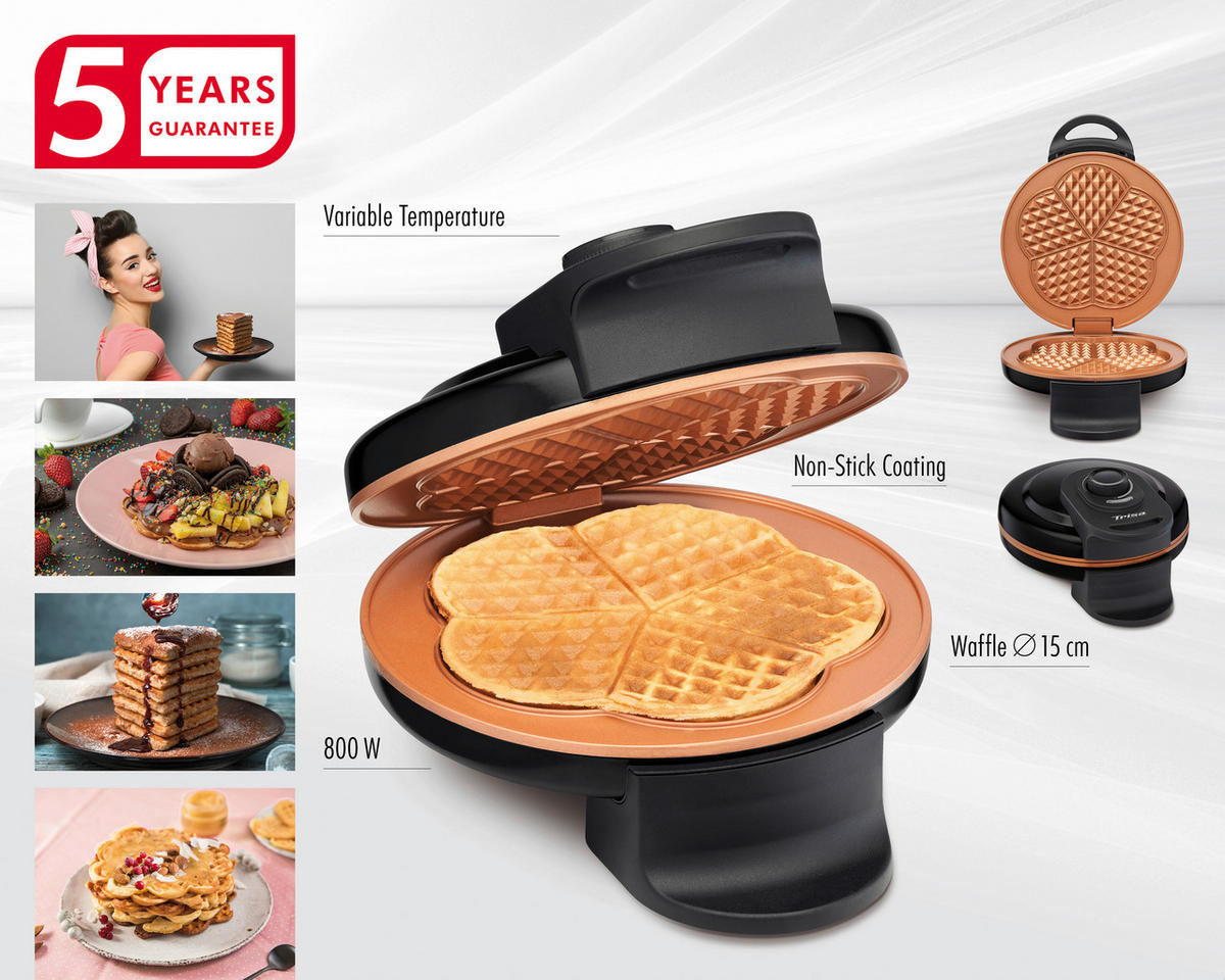WAFFELEISEN  - Schwarz, Basics, Metall (12/19/26cm) - Trisa Electronics
