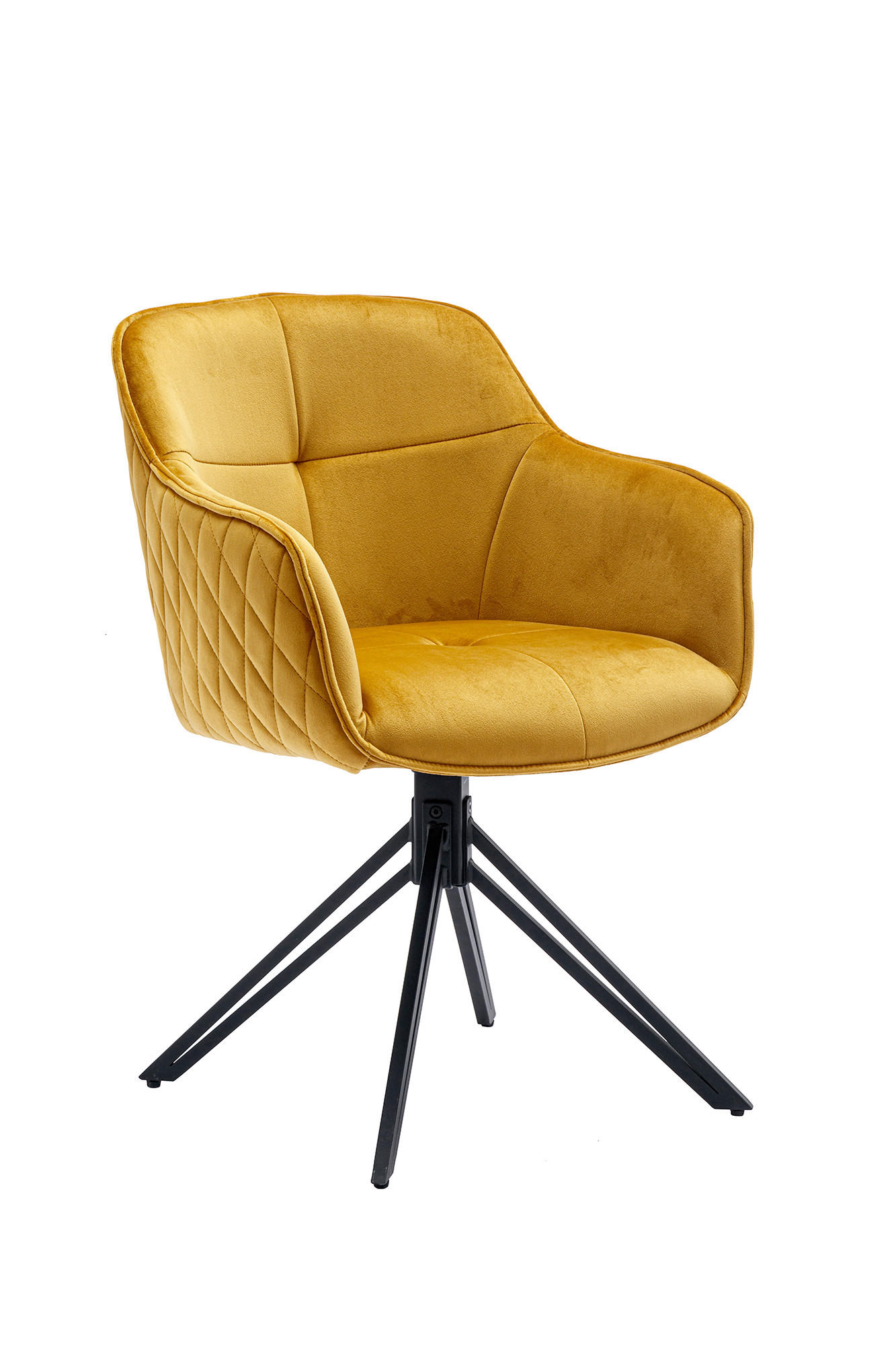 DREHSTUHL Samt Gelb  - Gelb/Schwarz, MODERN, Textil/Metall (59/83/60cm) - Livetastic