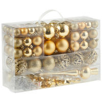 CHRISTBAUMKUGEL-SET 111-teilig  - Goldfarben, Trend, Kunststoff - X-Mas
