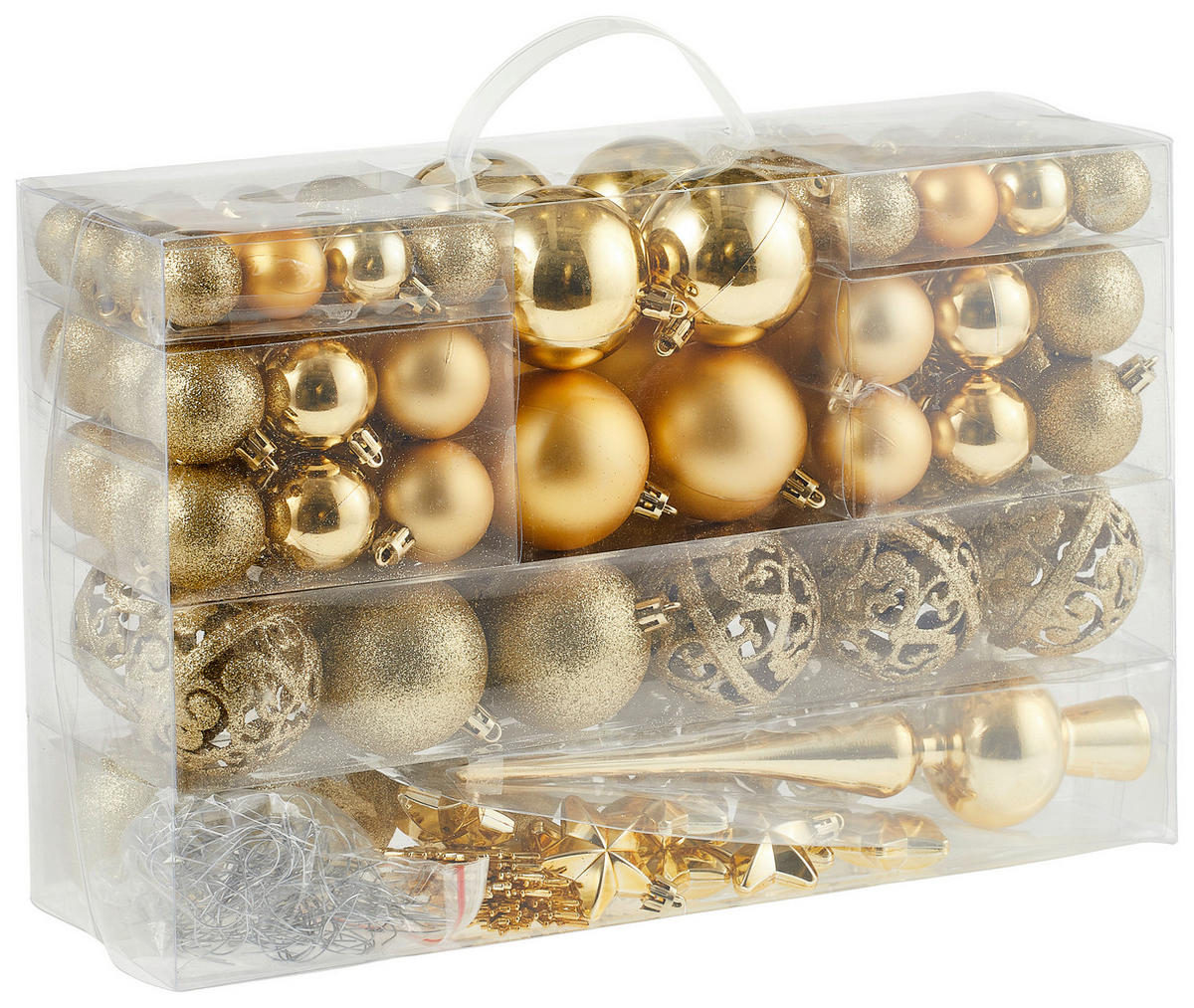 CHRISTBAUMKUGEL-SET 111-teilig  - Goldfarben, Trend, Kunststoff - X-Mas