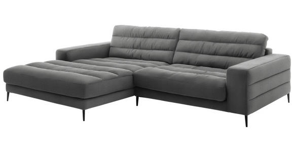 ECKSOFA in Cord Grau  - Schwarz/Grau, Design, Textil/Metall (207/296cm) - Dieter Knoll