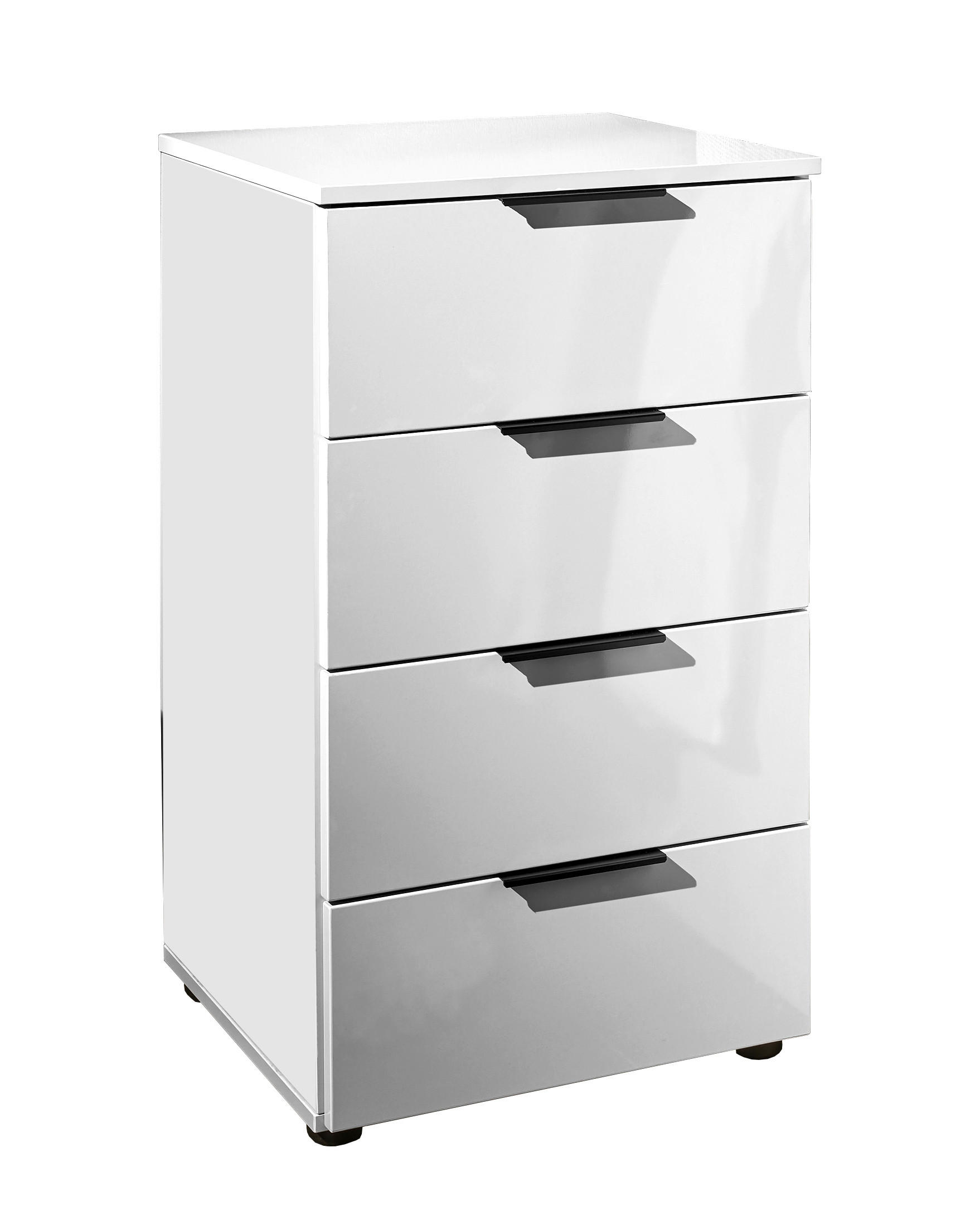 NOĆNI ORMARIĆ bijela visoki sjaj   - bijela visoki sjaj/crna, Moderno, drvni materijal/metal (46/80/42cm) - Hom`in