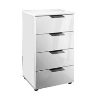 NOĆNI ORMARIĆ bijela visoki sjaj   - bijela visoki sjaj/crna, Moderno, drvni materijal/metal (46/80/42cm) - Hom`in