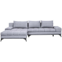 ECKSOFA Webstoff Hellgrau  - Hellgrau/Schwarz, Design, Textil/Metall (212/315cm) - Carryhome