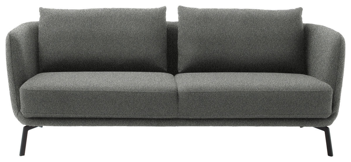 2,5-SITZER  in Flachgewebe Grau  - Schwarz/Grau, Design, Textil/Metall (190/71/91cm) - Schöner Wohnen