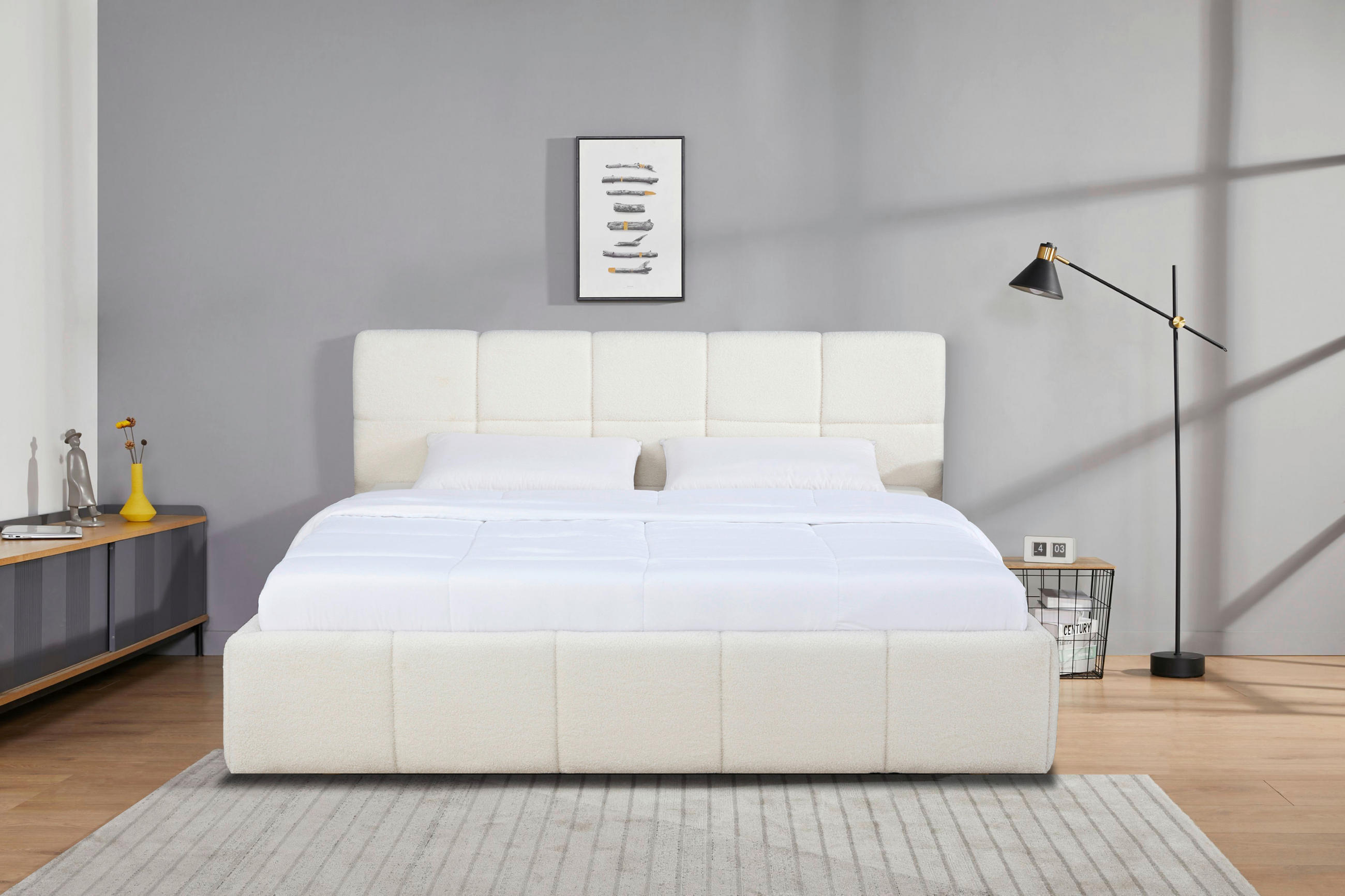 TAPECIRANI KREVET   180/200 cm   bež  - bež/crna, Moderno, drvo/metal (180/200cm) - Livetastic