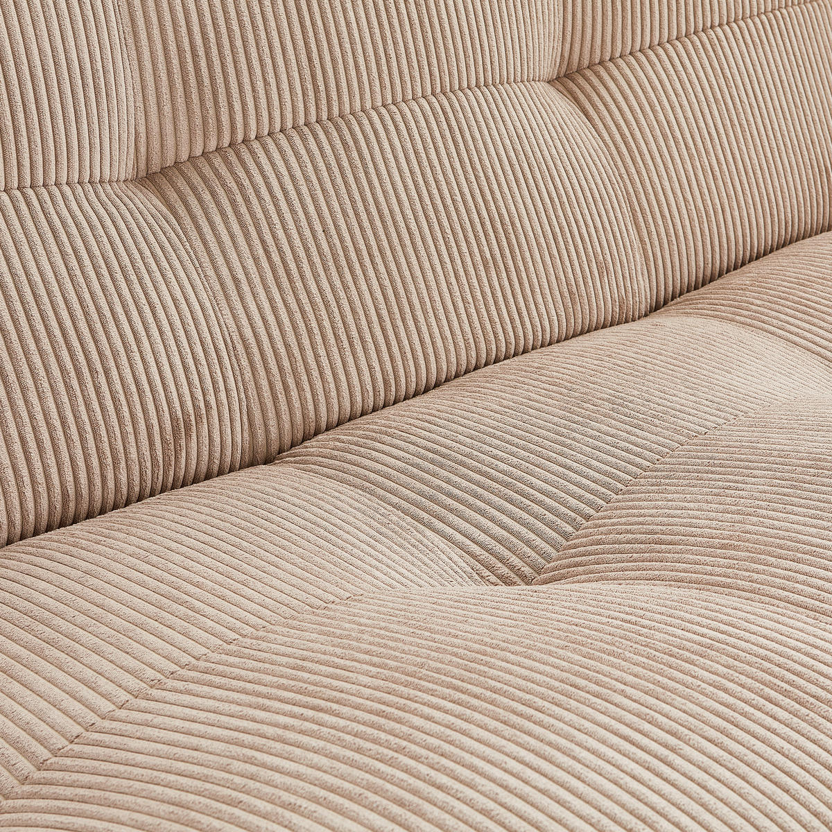 ECKSOFA in Cord, Lederlook Taupe, Hellbraun  - Taupe/Hellbraun, Trend, Textil (185/315cm) - Livetastic