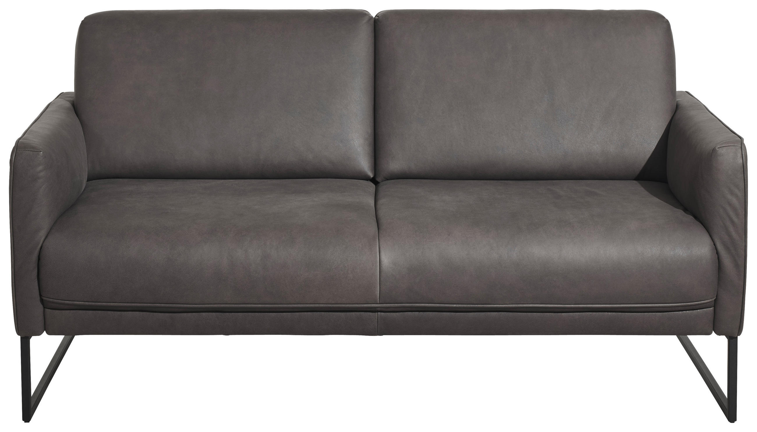 2,5-SITZER Braun Echtleder  - Anthrazit/Braun, Design, Leder/Metall (168/93/88cm) - Johann Jakob