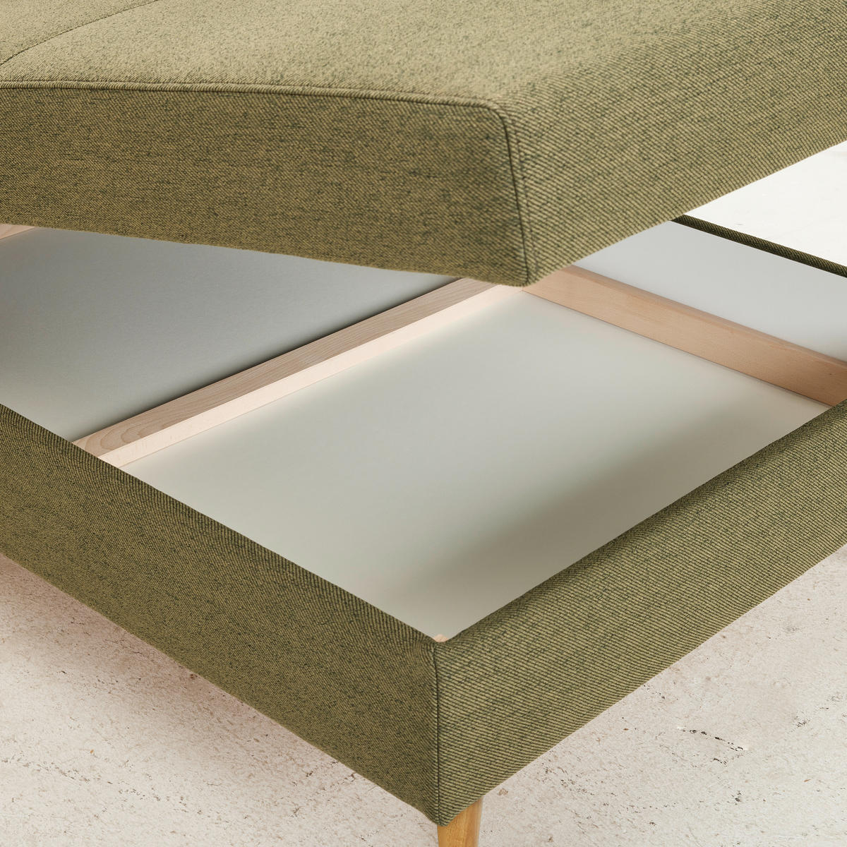 ECKSOFA in Flachgewebe Olivgrün  - Eiche Wotan/Olivgrün, Konventionell, Holz/Textil (255/157cm) - Carryhome