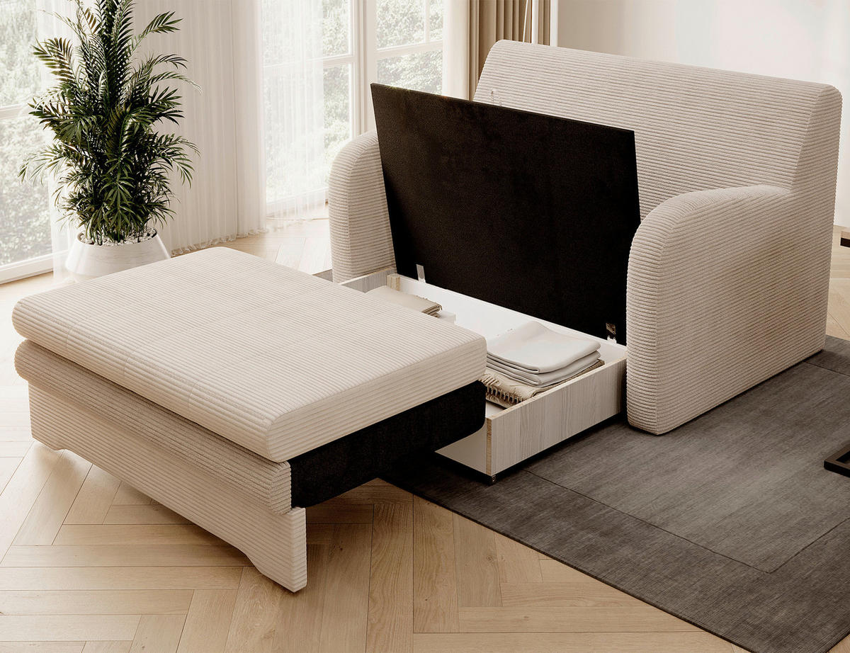 SCHLAFSOFA Cord Beige  - Beige/Schwarz, Design, Kunststoff/Textil (130/85/103cm) - MID.YOU