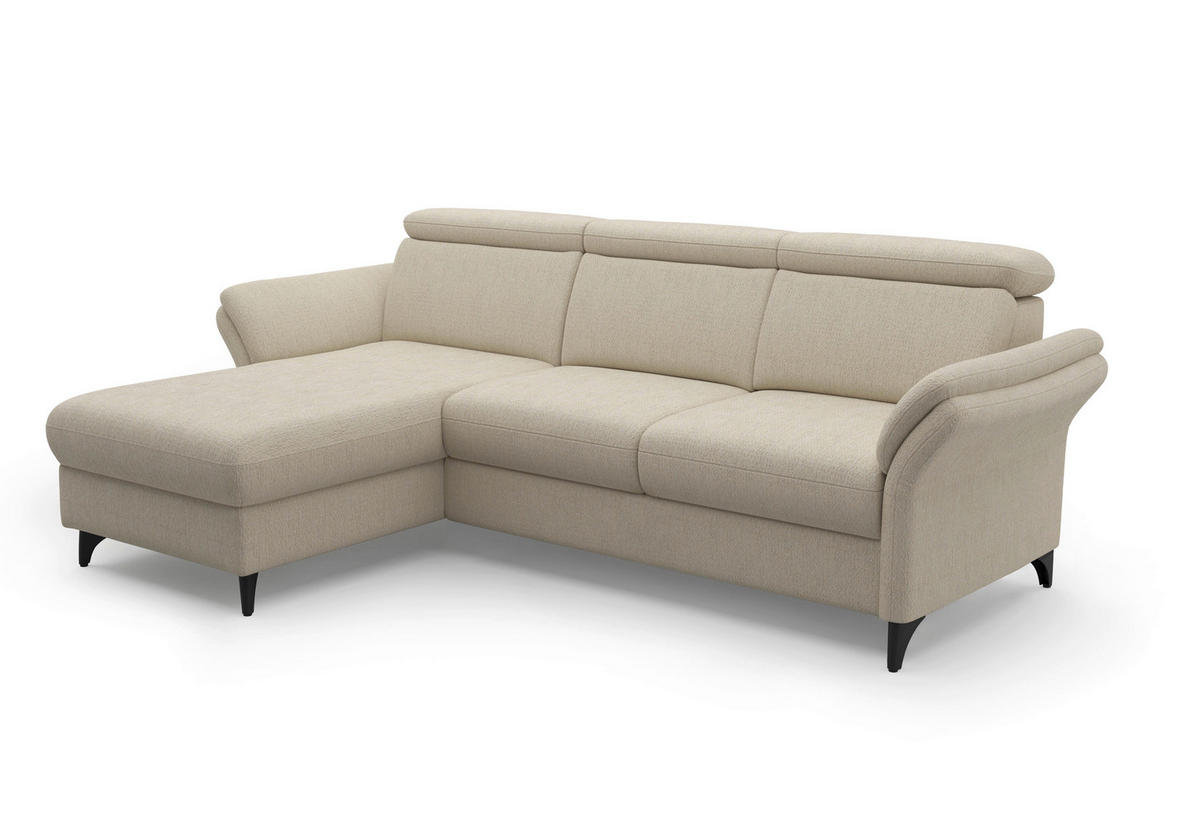 ECKSOFA GLENDALE E Sandfarben Chenille  - Sandfarben/Schwarz, KONVENTIONELL, Textil/Metall (166/253cm) - Sit & More