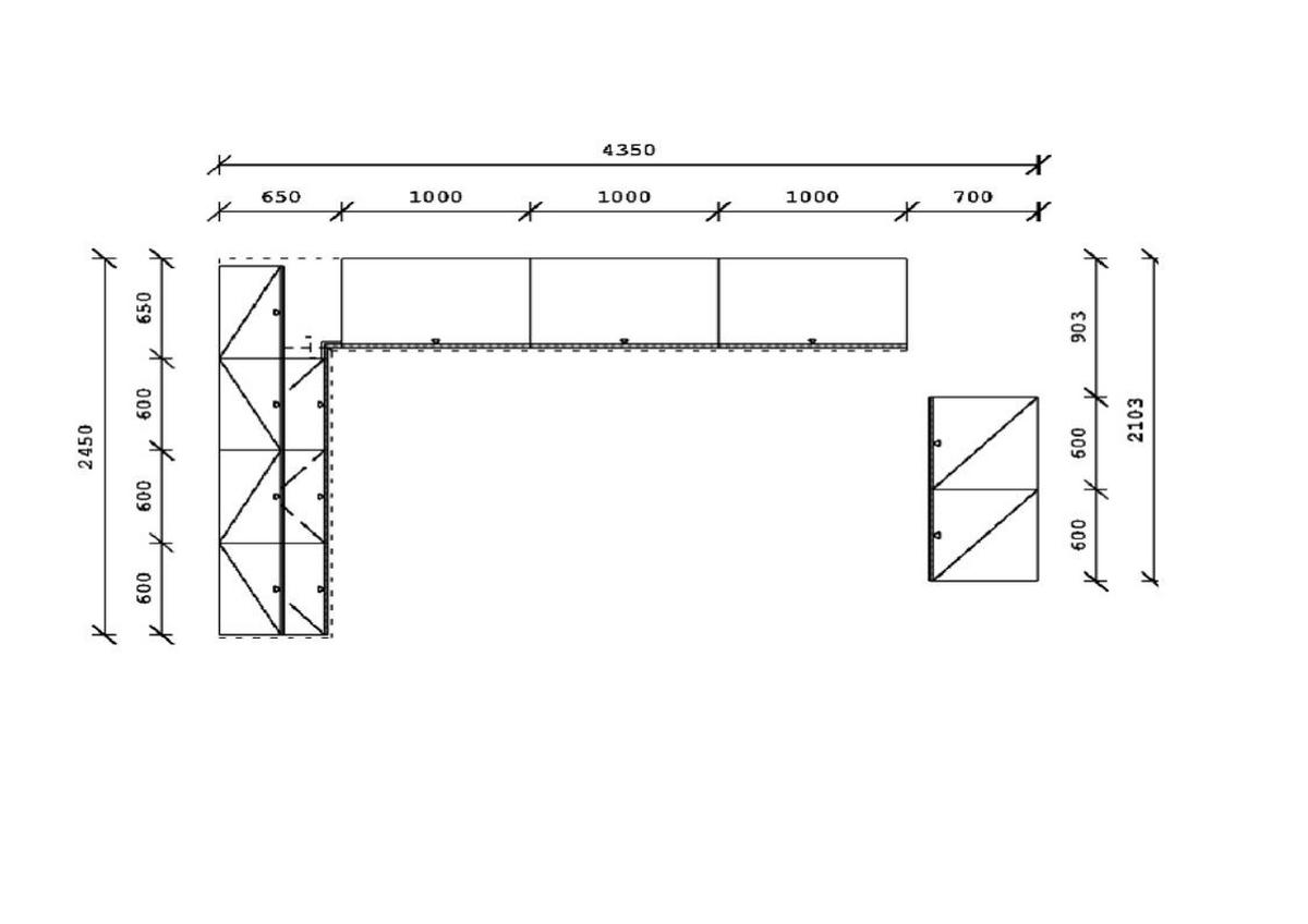 BUCĂTĂRIE PE COLȚ   - verde salvie/culoare lemn stejar, Basics, metal/material pe bază de lemn (245/365/120cm) - Venda