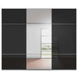SCHWEBETÜRENSCHRANK 301/223/68 cm 3-türig Grau, Schwarz  - Chromfarben/Schwarz, KONVENTIONELL, Glas/Holzwerkstoff (301/223/68cm) - Novel