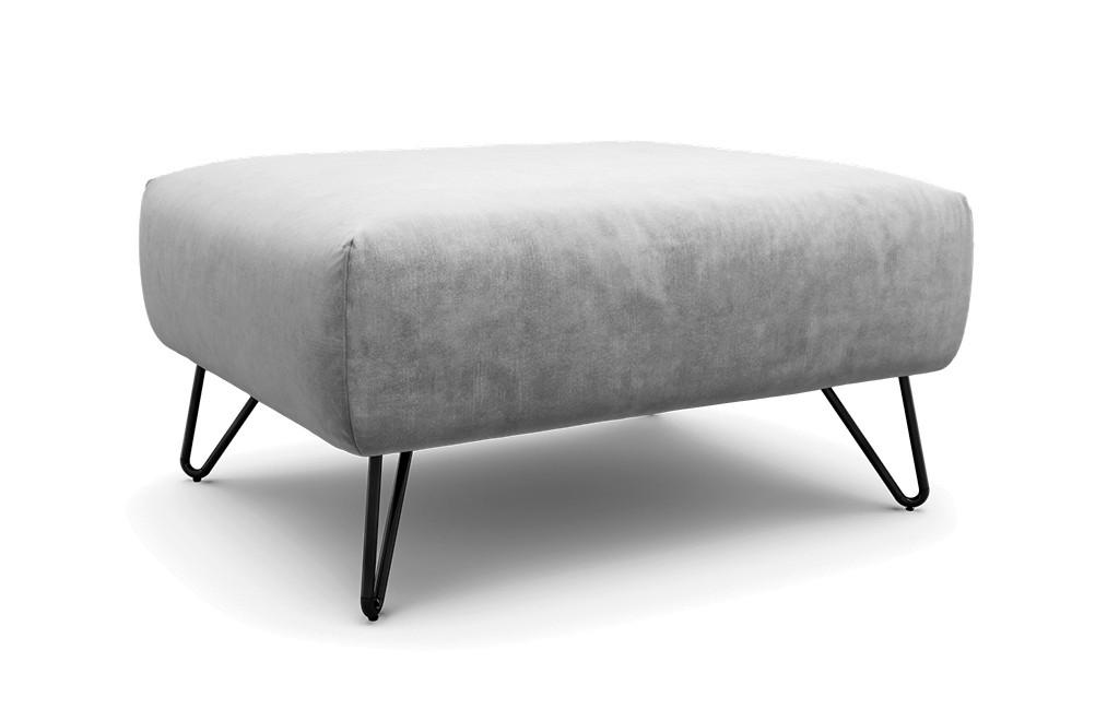HOCKER Samt Hellgrau  - Hellgrau/Schwarz, Design, Textil/Metall (90/70/46cm) - SENSOO
