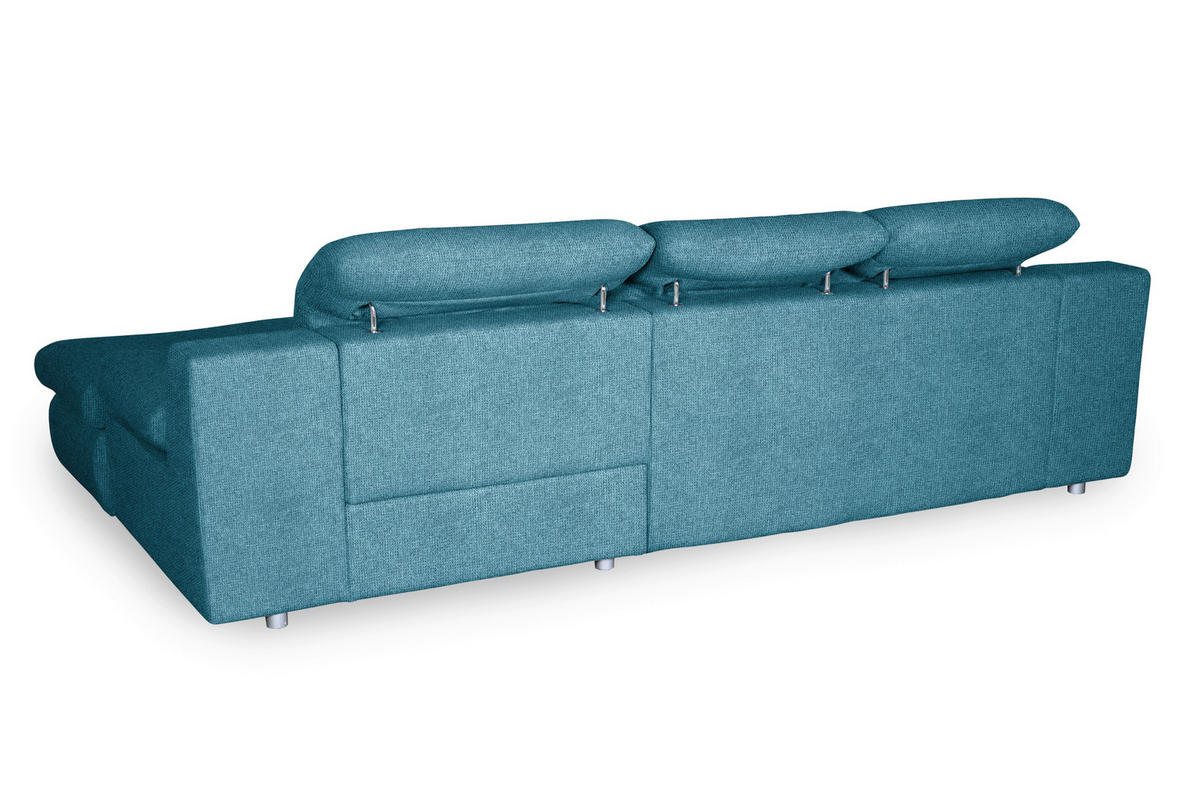 ECKSOFA in Chenille Blau  - Chromfarben/Blau, Design, Textil/Metall (286/165cm) - Livetastic