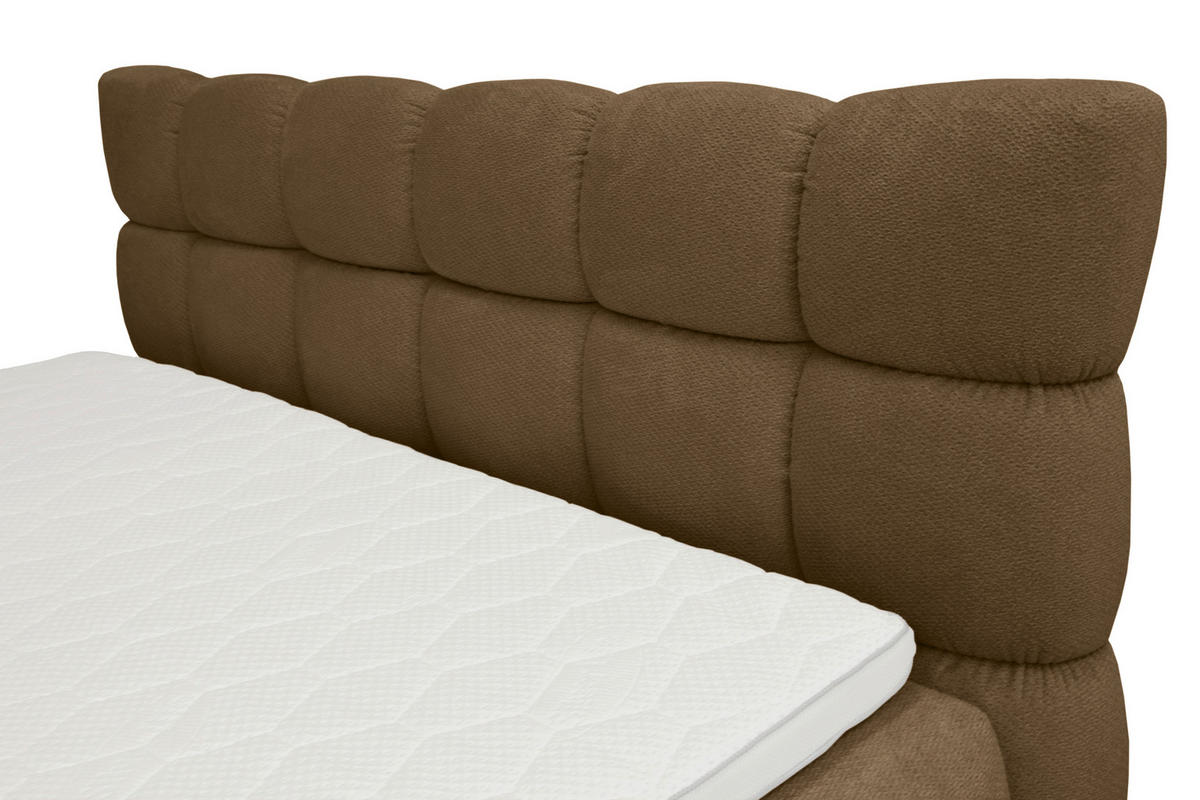BOXBETT 180/200 cm,  in Braun, Bettkasten, Topper, H3 + H3 = fest  - Schwarz/Braun, Trend, Textil/Metall (180/200cm) - Esposa