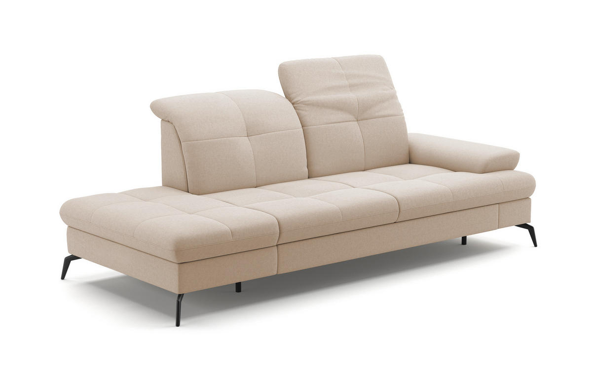 RÉCAMIERE in Flachgewebe Creme  - Creme/Schwarz, Konventionell, Textil/Metall (231/90/122cm) - Sit & More