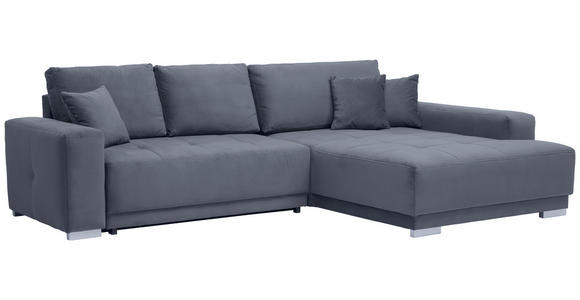 ECKSOFA in Samt Grau  - Silberfarben/Grau, Design, Holz/Textil (293/195cm) - Cantus